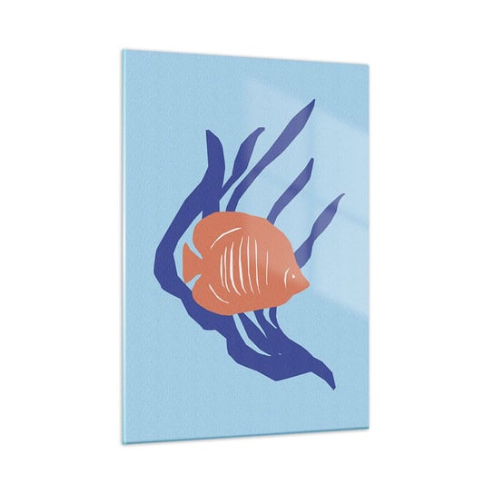 Obraz na szkle - Mieszkanka wód koralowych - 50x70cm - Ryba Rafa Koralowa Minimalizm - Nowoczesny szklany obraz do salonu do sypialni ARTTOR ARTTOR