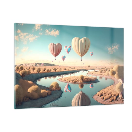 Obraz na szkle - Miłość pozwala wznieść się - 120x80cm - Balony Pastelowe Cukierkowe - Nowoczesny szklany obraz na ścianę do salonu do sypialni ARTTOR ARTTOR