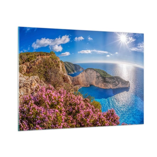Obraz na szkle - Moje wielkie greckie wakacje - 100x70cm - Krajobraz Morze Grecja - Nowoczesny foto szklany obraz do salonu do sypialni ARTTOR ARTTOR
