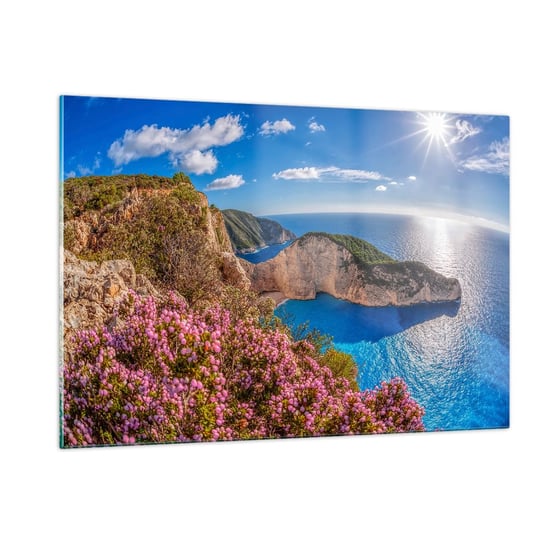 Obraz na szkle - Moje wielkie greckie wakacje - 120x80cm - Krajobraz Morze Grecja - Nowoczesny szklany obraz na ścianę do salonu do sypialni ARTTOR ARTTOR