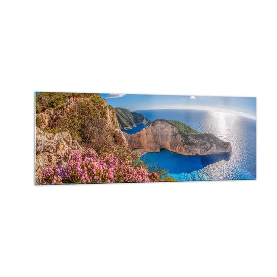 Obraz na szkle - Moje wielkie greckie wakacje - 140x50cm - Krajobraz Morze Grecja - Nowoczesny szklany obraz do salonu do sypialni ARTTOR ARTTOR