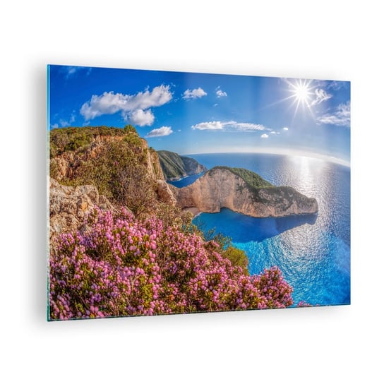 Obraz na szkle - Moje wielkie greckie wakacje - 70x50cm - Krajobraz Morze Grecja - Nowoczesny szklany obraz do salonu do sypialni ARTTOR ARTTOR