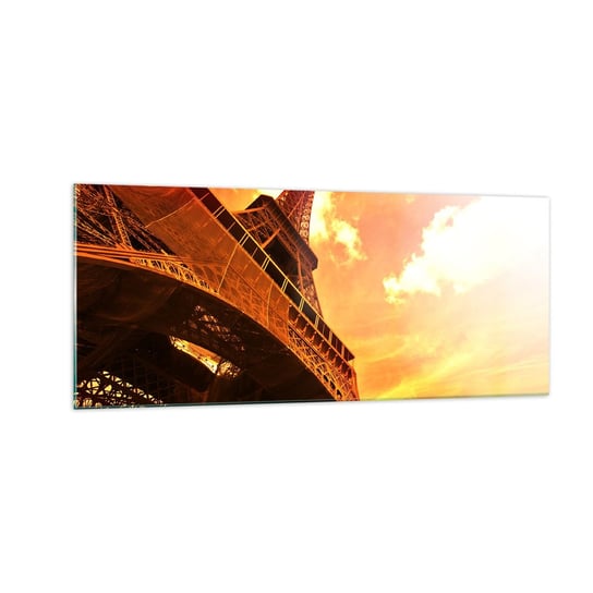 Obraz na szkle - Monumentalna, bo pozłacana słońcem - 100x40cm - Miasto Paryż Wieża Eiffla - Nowoczesny foto szklany obraz do salonu do sypialni ARTTOR ARTTOR