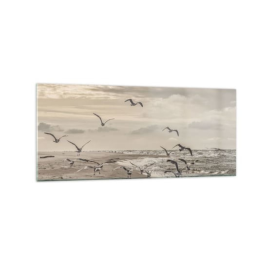 Obraz na szkle - Morza szum, ptaków śpiew - 120x50cm - Krajobraz Morski Wybrzeże Morze - Nowoczesny szklany obraz na ścianę do salonu do sypialni ARTTOR ARTTOR