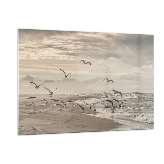 Obraz na szkle - Morza szum, ptaków śpiew - 120x80cm - Krajobraz Morski Wybrzeże Morze - Nowoczesny szklany obraz na ścianę do salonu do sypialni ARTTOR ARTTOR