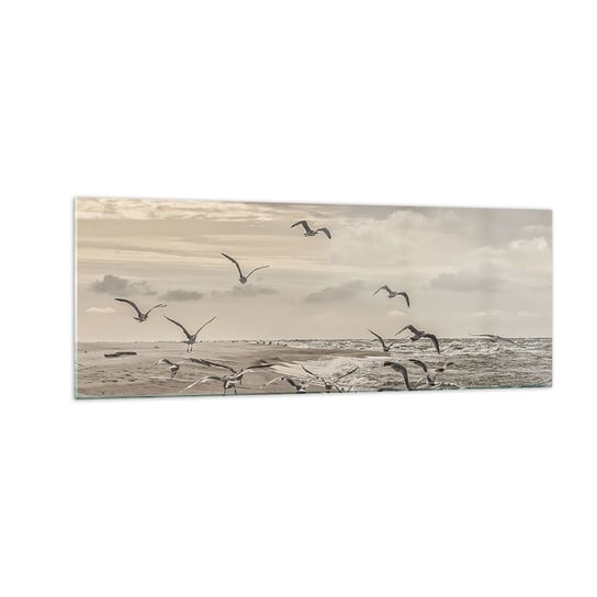 Obraz na szkle - Morza szum, ptaków śpiew - 140x50cm - Krajobraz Morski Wybrzeże Morze - Nowoczesny szklany obraz do salonu do sypialni ARTTOR ARTTOR