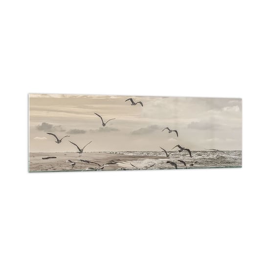 Obraz na szkle - Morza szum, ptaków śpiew - 160x50cm - Krajobraz Morski Wybrzeże Morze - Nowoczesny foto szklany obraz do salonu do sypialni ARTTOR ARTTOR