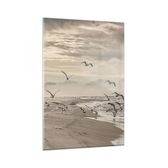Obraz na szkle - Morza szum, ptaków śpiew - 80x120cm - Krajobraz Morski Wybrzeże Morze - Nowoczesny szklany obraz na ścianę do salonu do sypialni ARTTOR ARTTOR