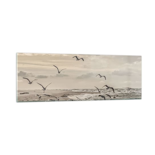 Obraz na szkle - Morza szum, ptaków śpiew - 90x30cm - Krajobraz Morski Wybrzeże Morze - Nowoczesny szklany obraz do salonu do sypialni ARTTOR ARTTOR