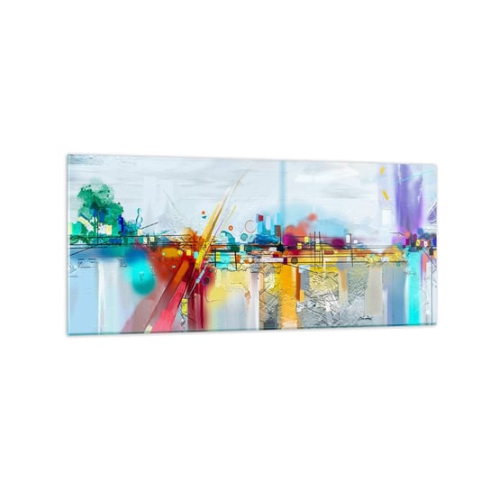 Obraz na szkle - Most radości nad rzeką życia - 120x50cm - Abstrakcja Sztuka Surrealizm - Nowoczesny szklany obraz na ścianę do salonu do sypialni ARTTOR ARTTOR