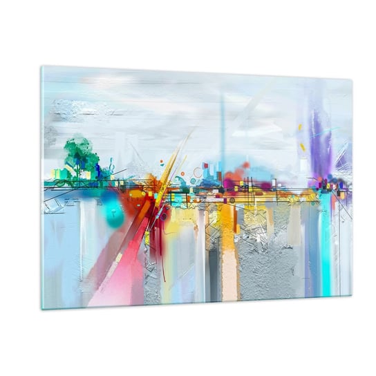 Obraz na szkle - Most radości nad rzeką życia - 120x80cm - Abstrakcja Sztuka Surrealizm - Nowoczesny szklany obraz na ścianę do salonu do sypialni ARTTOR ARTTOR