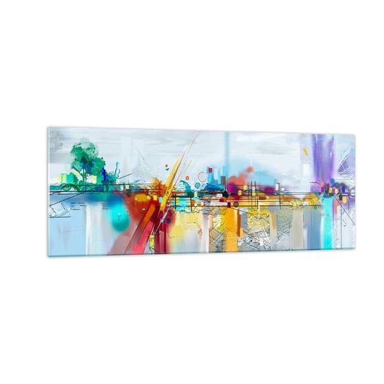 Obraz na szkle - Most radości nad rzeką życia - 140x50cm - Abstrakcja Sztuka Surrealizm - Nowoczesny szklany obraz do salonu do sypialni ARTTOR ARTTOR