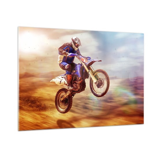 Obraz na szkle - Motocyklowy zawrót głowy - 100x70cm - Motocross Sport Motocyklista - Nowoczesny foto szklany obraz do salonu do sypialni ARTTOR ARTTOR