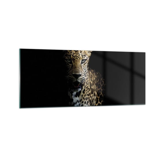 Obraz na szkle - Mroczne piękno - 100x40cm - Zwierzęta Lampart Dziki Kot - Nowoczesny foto szklany obraz do salonu do sypialni ARTTOR ARTTOR