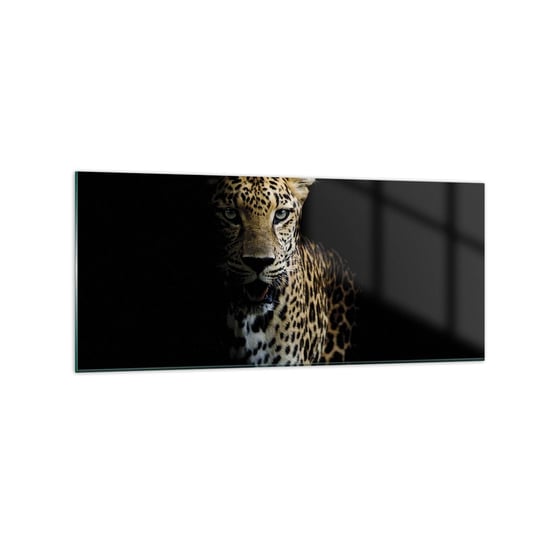 Obraz na szkle - Mroczne piękno - 120x50cm - Zwierzęta Lampart Dziki Kot - Nowoczesny szklany obraz na ścianę do salonu do sypialni ARTTOR ARTTOR