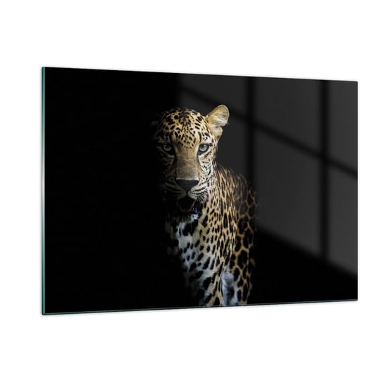 Obraz na szkle - Mroczne piękno - 120x80cm - Zwierzęta Lampart Dziki Kot - Nowoczesny szklany obraz na ścianę do salonu do sypialni ARTTOR ARTTOR