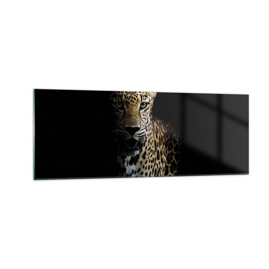 Obraz na szkle - Mroczne piękno - 140x50cm - Zwierzęta Lampart Dziki Kot - Nowoczesny szklany obraz do salonu do sypialni ARTTOR ARTTOR