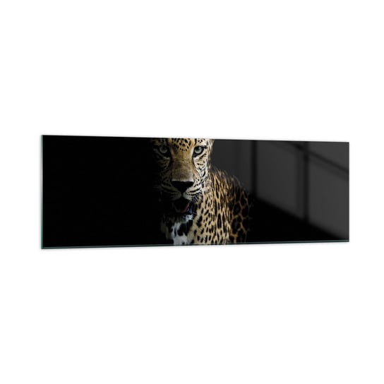 Obraz na szkle - Mroczne piękno - 160x50cm - Zwierzęta Lampart Dziki Kot - Nowoczesny foto szklany obraz do salonu do sypialni ARTTOR ARTTOR
