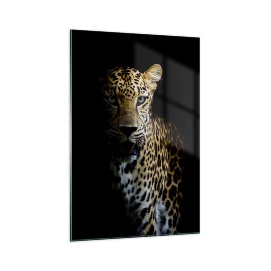 Obraz na szkle - Mroczne piękno - 70x100cm - Zwierzęta Lampart Dziki Kot - Nowoczesny foto szklany obraz do salonu do sypialni ARTTOR ARTTOR
