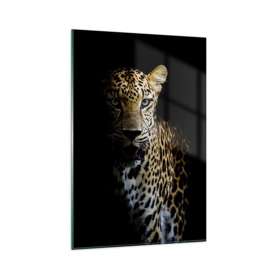 Obraz na szkle - Mroczne piękno - 80x120cm - Zwierzęta Lampart Dziki Kot - Nowoczesny szklany obraz na ścianę do salonu do sypialni ARTTOR ARTTOR