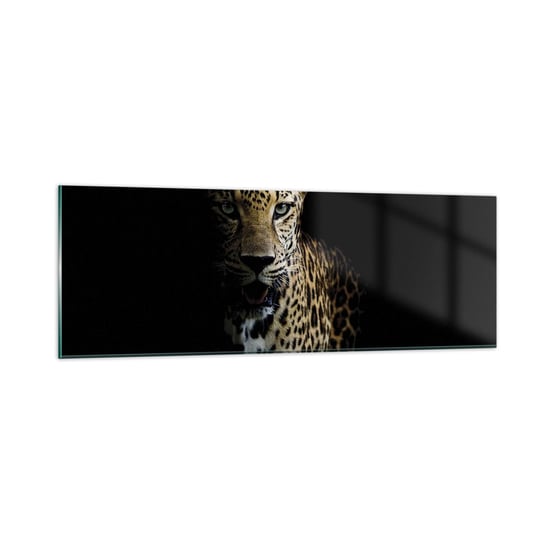 Obraz na szkle - Mroczne piękno - 90x30cm - Zwierzęta Lampart Dziki Kot - Nowoczesny szklany obraz do salonu do sypialni ARTTOR ARTTOR