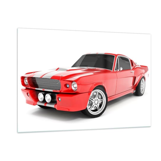 Obraz na szkle - Mustang prędki jak wiatr - 120x80 cm - Obraz nowoczesny - Motoryzacja, Samochód Vintage, Samochód Mustang 1967, Sportowy Samochód, 3D - GAA120x80-2563 ARTTOR