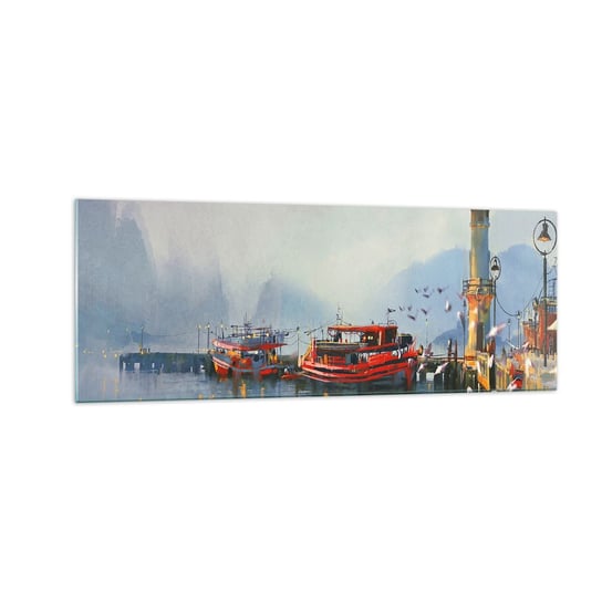 Obraz na szkle - Na końcu świata - 140x50cm - Krajobraz Port  Latarnia Morska - Nowoczesny szklany obraz do salonu do sypialni ARTTOR ARTTOR