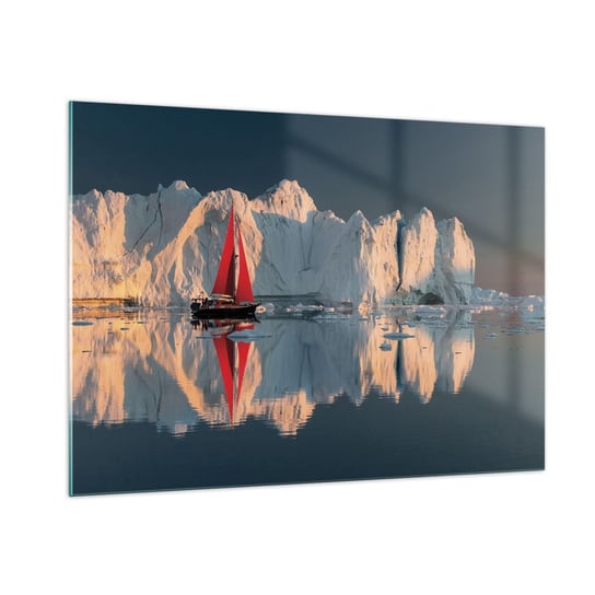 Obraz na szkle - Na krańcu świata - 100x70cm - Lodowiec Krajobraz Grenlandia - Nowoczesny foto szklany obraz do salonu do sypialni ARTTOR ARTTOR