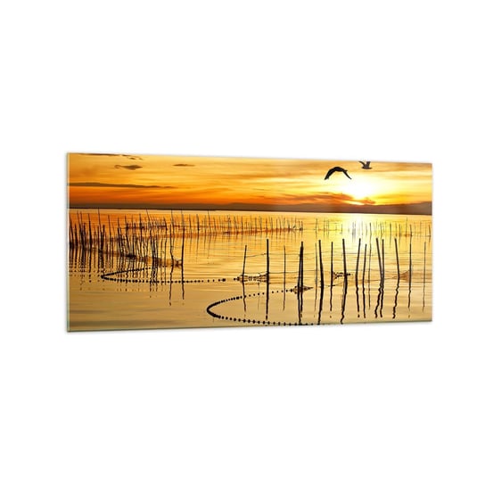 Obraz na szkle - Na łowisku - 120x50cm - Krajobraz Jezioro Sieć Rybacka - Nowoczesny szklany obraz na ścianę do salonu do sypialni ARTTOR ARTTOR
