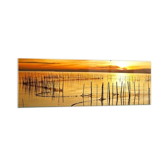 Obraz na szkle - Na łowisku - 160x50cm - Krajobraz Jezioro Sieć Rybacka - Nowoczesny foto szklany obraz do salonu do sypialni ARTTOR ARTTOR