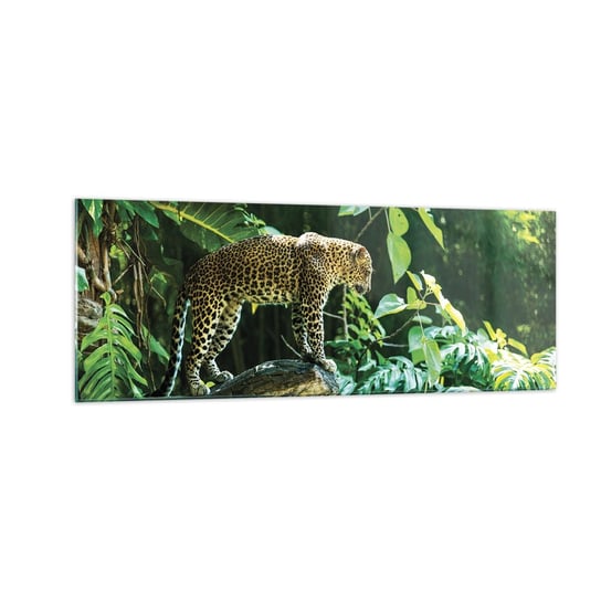 Obraz na szkle - Na łowy? - 140x50cm - Dżungla Lampart Tropiki - Nowoczesny szklany obraz do salonu do sypialni ARTTOR ARTTOR