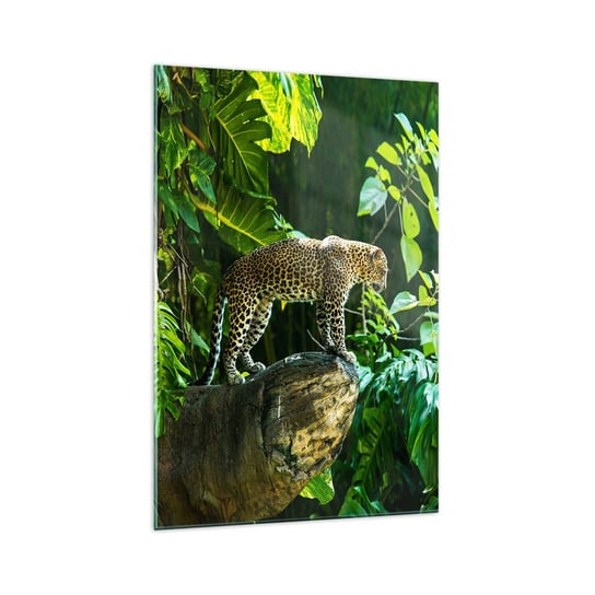 Obraz na szkle - Na łowy? - 70x100cm - Dżungla Lampart Tropiki - Nowoczesny foto szklany obraz do salonu do sypialni ARTTOR ARTTOR