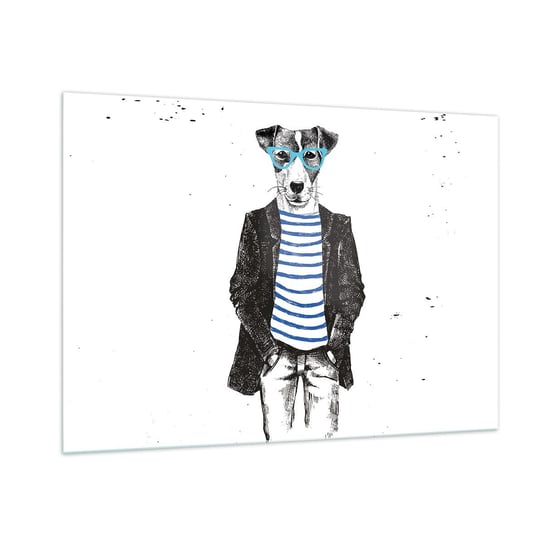 Obraz na szkle - Na psa urok - 100x70cm - Abstrakcja Mężczyzna Pies - Nowoczesny foto szklany obraz do salonu do sypialni ARTTOR ARTTOR