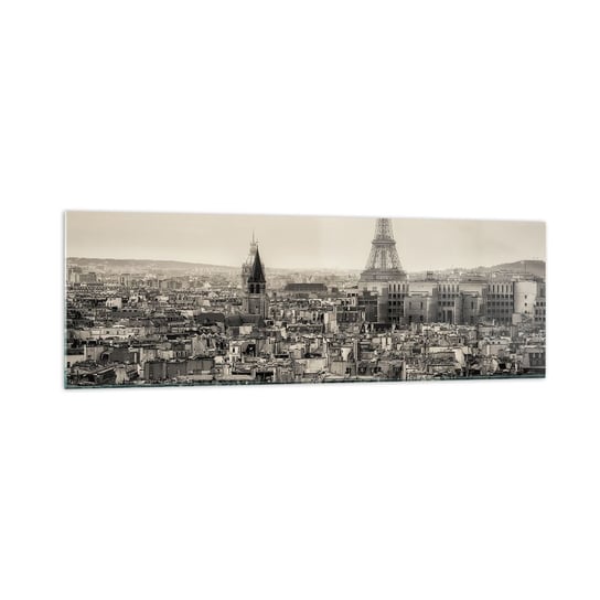 Obraz na szkle - Nad dachami Paryża - 160x50 cm - Obraz nowoczesny - Miasto, Paryż, Architektura, Wieża Eiffla, Sepia - GAB160x50-3615 ARTTOR