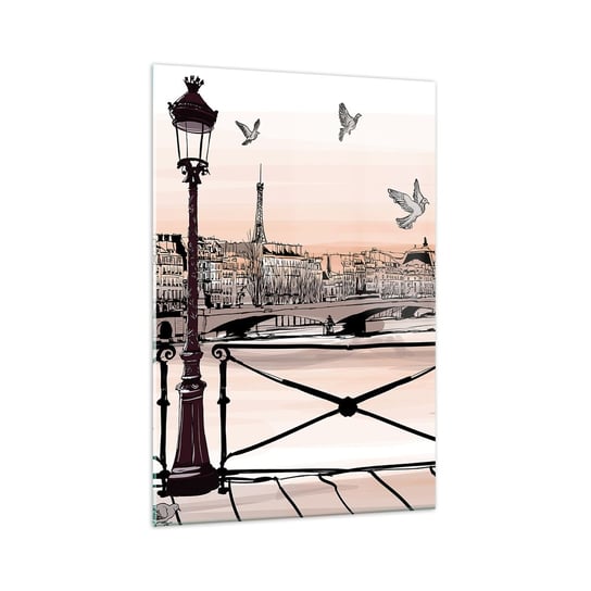 Obraz na szkle - Nad dachami Paryża - 70x100cm - Architektura Miasto Paryż - Nowoczesny foto szklany obraz do salonu do sypialni ARTTOR ARTTOR