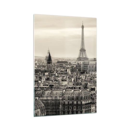 Obraz na szkle - Nad dachami Paryża - 70x100cm - Miasto Paryż Architektura - Nowoczesny foto szklany obraz do salonu do sypialni ARTTOR ARTTOR