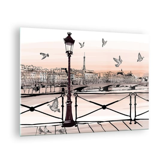 Obraz na szkle - Nad dachami Paryża - 70x50cm - Architektura Miasto Paryż - Nowoczesny szklany obraz do salonu do sypialni ARTTOR ARTTOR