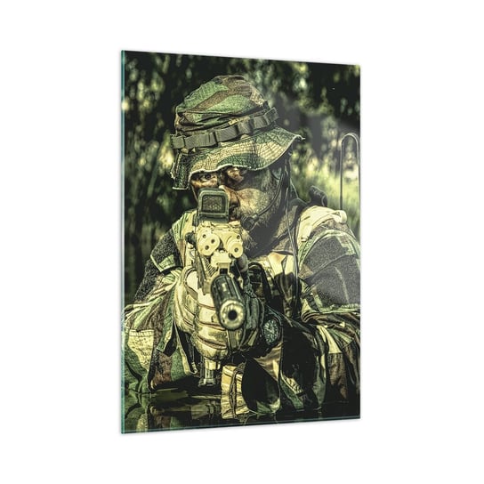 Obraz na szkle - Najlepszy z najlepszych - 50x70cm - Militaria Żołnierz Karabin - Nowoczesny szklany obraz do salonu do sypialni ARTTOR ARTTOR