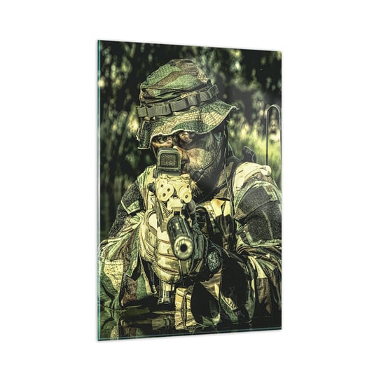 Obraz na szkle - Najlepszy z najlepszych - 80x120cm - Militaria Żołnierz Karabin - Nowoczesny szklany obraz na ścianę do salonu do sypialni ARTTOR ARTTOR