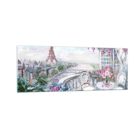 Obraz na szkle - Najpiękniej tu w maju - 140x50cm - Miasto Wieża Eiffla Paryż - Nowoczesny szklany obraz do salonu do sypialni ARTTOR ARTTOR