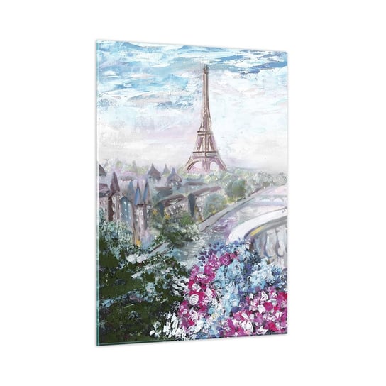 Obraz na szkle - Najpiękniej tu w maju - 50x70cm - Miasto Wieża Eiffla Paryż - Nowoczesny szklany obraz do salonu do sypialni ARTTOR ARTTOR