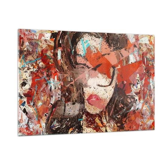 Obraz na szkle - Naprawdę, jaka jesteś, nie wie nikt - 120x80cm - Abstrakcja Portret Kobiety Grafika - Nowoczesny szklany obraz na ścianę do salonu do sypialni ARTTOR ARTTOR