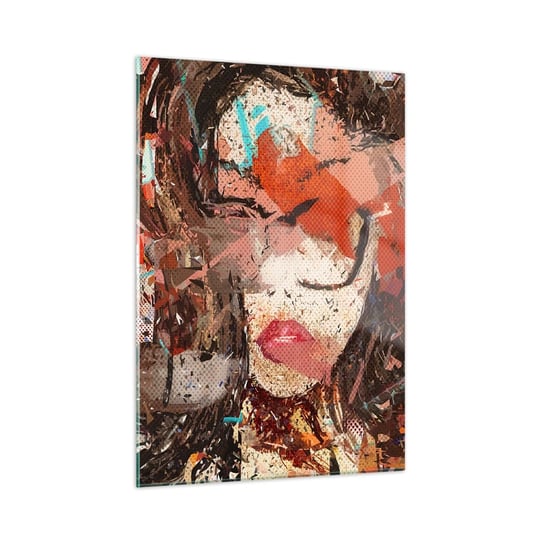 Obraz na szkle - Naprawdę, jaka jesteś, nie wie nikt - 50x70cm - Abstrakcja Portret Kobiety Grafika - Nowoczesny szklany obraz do salonu do sypialni ARTTOR ARTTOR
