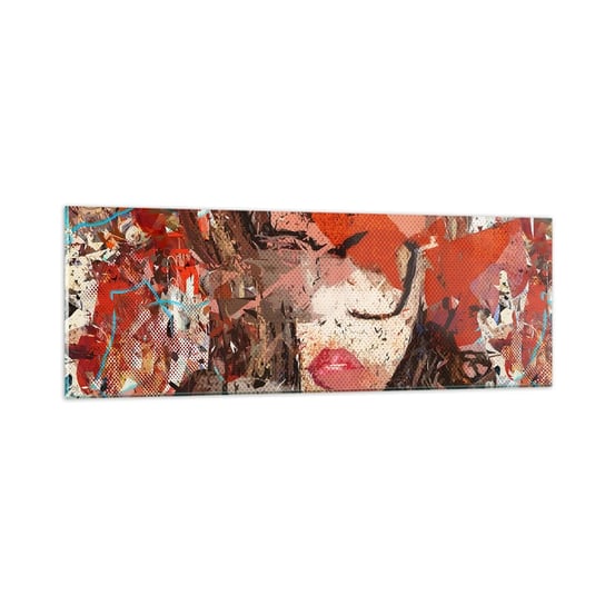Obraz na szkle - Naprawdę, jaka jesteś, nie wie nikt - 90x30cm - Abstrakcja Portret Kobiety Grafika - Nowoczesny szklany obraz do salonu do sypialni ARTTOR ARTTOR