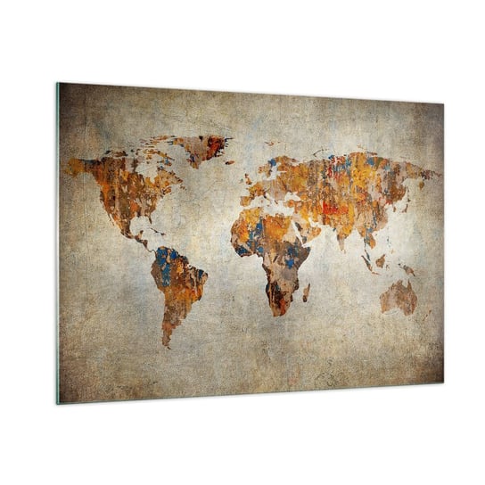 Obraz na szkle - Naprawdę wielki świat - 100x70 cm - Obraz nowoczesny - Mapa Świata, Grafika, Kontynenty, Podróże, Stara Mapa - GAA100x70-2783 ARTTOR
