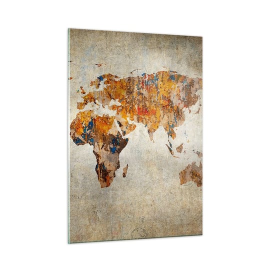 Obraz na szkle - Naprawdę wielki świat - 50x70cm - Mapa Świata Grafika Kontynenty - Nowoczesny szklany obraz do salonu do sypialni ARTTOR ARTTOR
