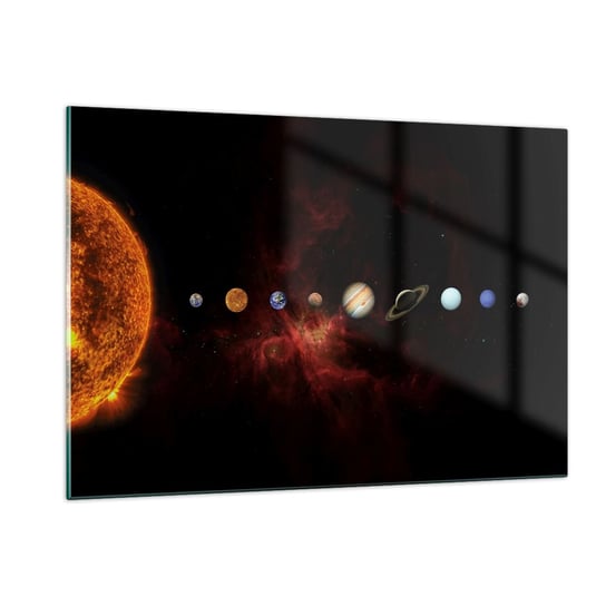 Obraz na szkle - Nasza okolica - 120x80cm - Układ Słoneczny Planety Kosmos - Nowoczesny szklany obraz na ścianę do salonu do sypialni ARTTOR ARTTOR