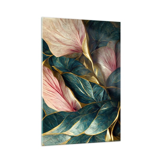 Obraz na szkle - Naturalna elegancja i styl - 80x120cm - Art Deco Kwiaty Elegancja - Nowoczesny szklany obraz na ścianę do salonu do sypialni ARTTOR ARTTOR