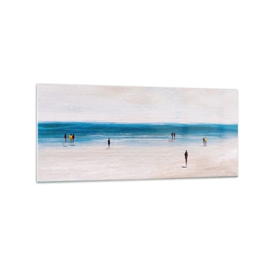 Obraz na szkle - Naturalna potrzeba - 120x50cm - Plaża Ludzie Minimalizm - Nowoczesny szklany obraz na ścianę do salonu do sypialni ARTTOR ARTTOR
