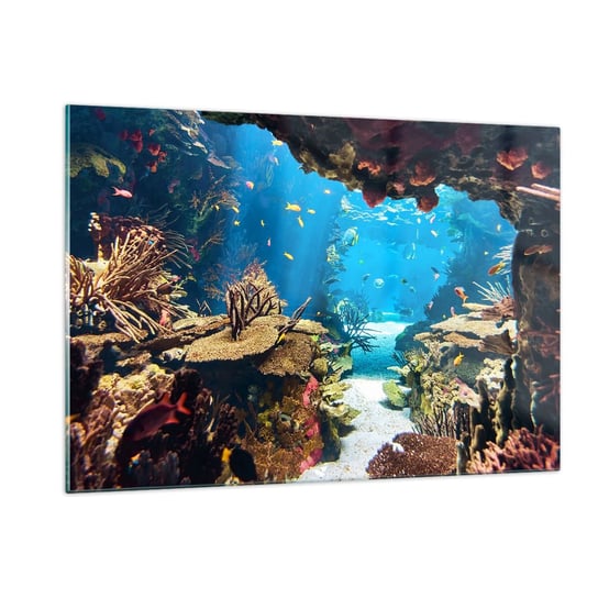 Obraz na szkle - Nawet ci się nie śniło - 120x80cm - Rafa Koralowa Podwodny Świat Ryby - Nowoczesny szklany obraz na ścianę do salonu do sypialni ARTTOR ARTTOR
